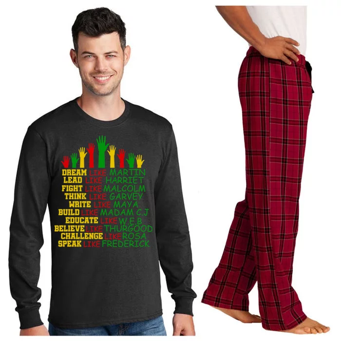 Black History Month Famous Figures Hands Long Sleeve Pajama Set