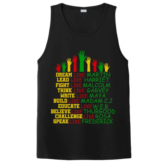 Black History Month Famous Figures Hands Performance Tank