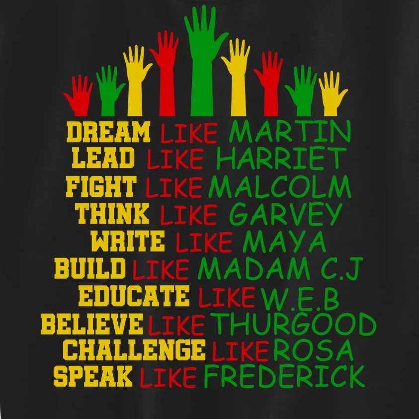 Black History Month Famous Figures Hands Kids Sweatshirt