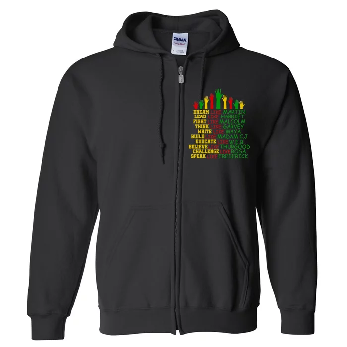 Black History Month Famous Figures Hands Full Zip Hoodie