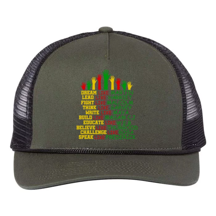 Black History Month Famous Figures Hands Retro Rope Trucker Hat Cap