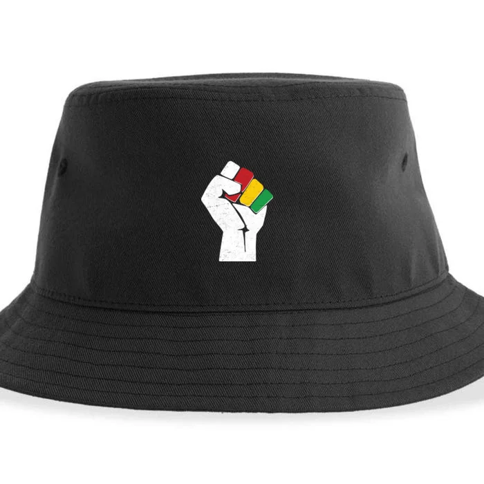 Black History Month Fist African Colors Sustainable Bucket Hat