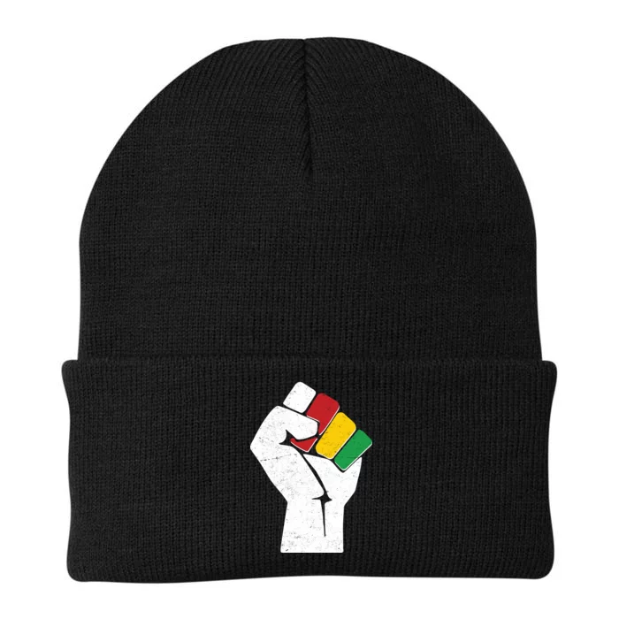 Black History Month Fist African Colors Knit Cap Winter Beanie