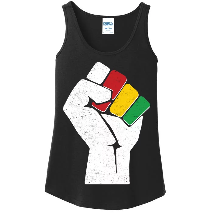 Black History Month Fist African Colors Ladies Essential Tank