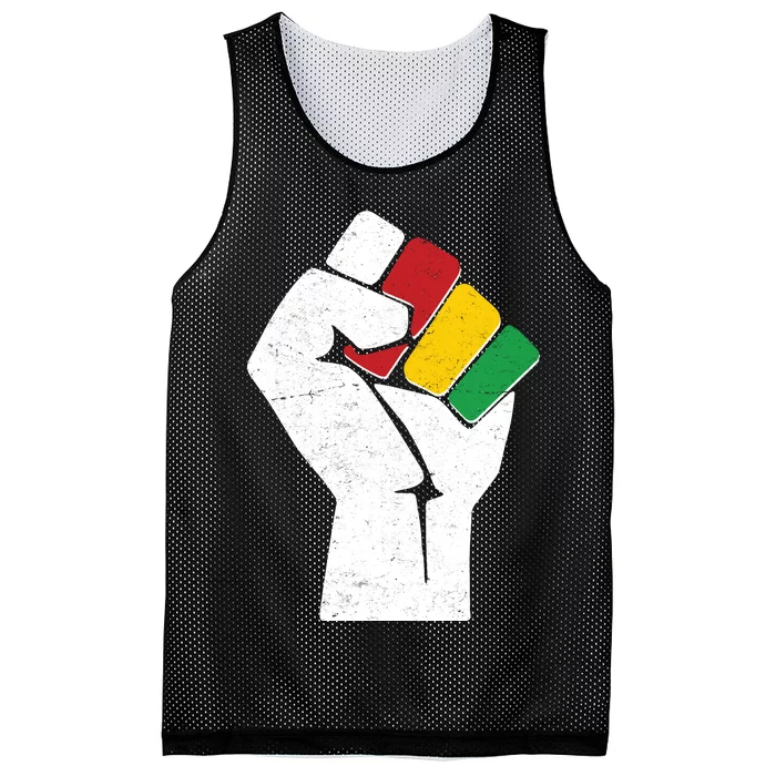 Black History Month Fist African Colors Mesh Reversible Basketball Jersey Tank