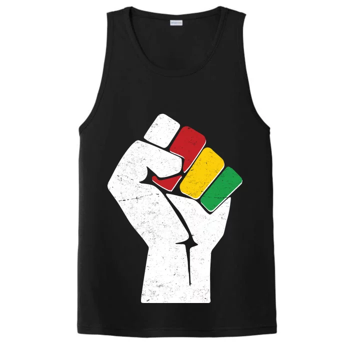 Black History Month Fist African Colors Performance Tank