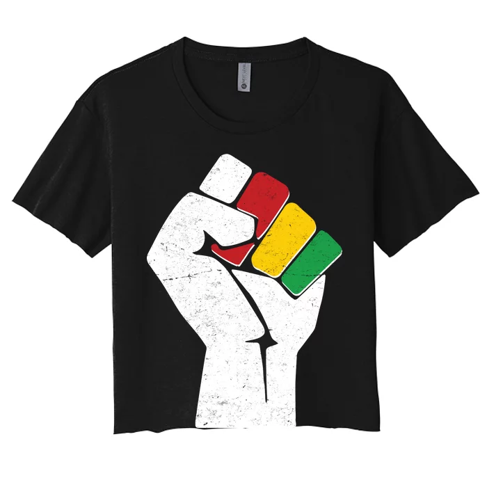 Black History Month Fist African Colors Women's Crop Top Tee