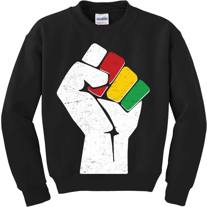 Black History Month Fist African Colors Kids Sweatshirt