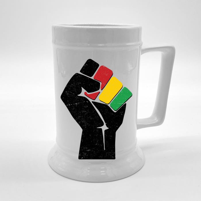 Black History Month Fist African Colors Front & Back Beer Stein