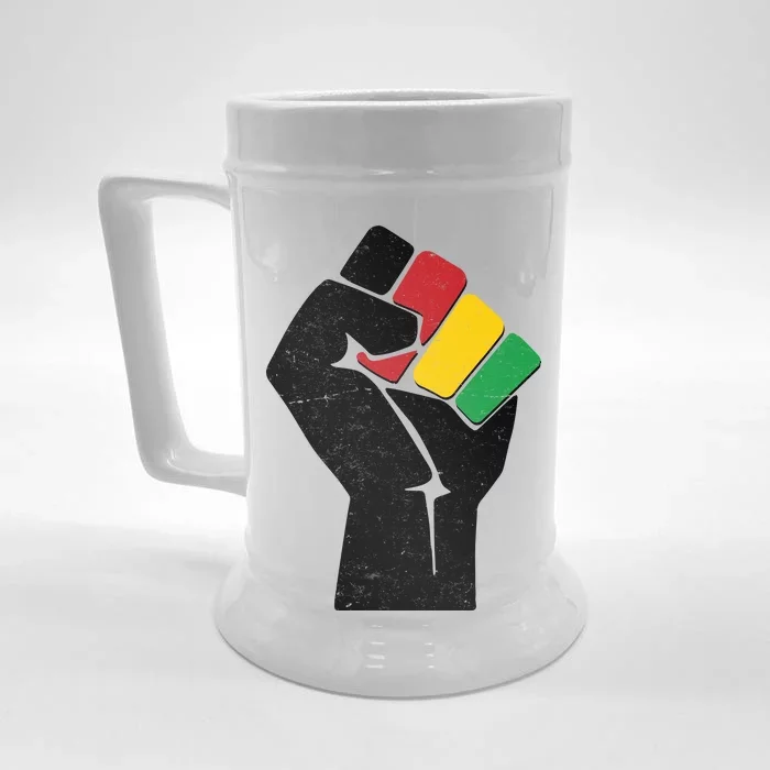 Black History Month Fist African Colors Front & Back Beer Stein