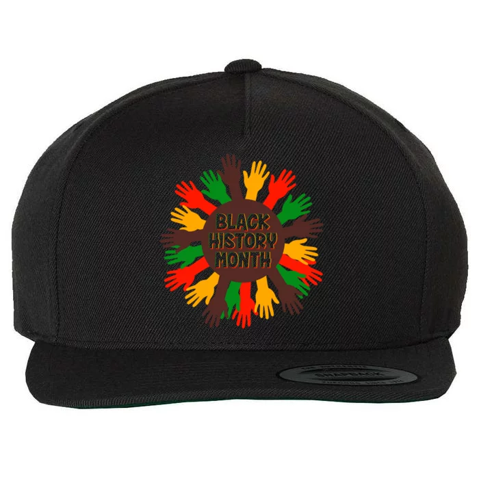 Black History Month Hands Raised Wool Snapback Cap