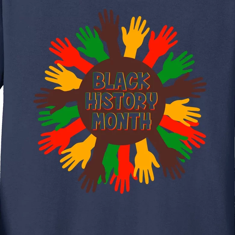 Black History Month Hands Raised Kids Long Sleeve Shirt