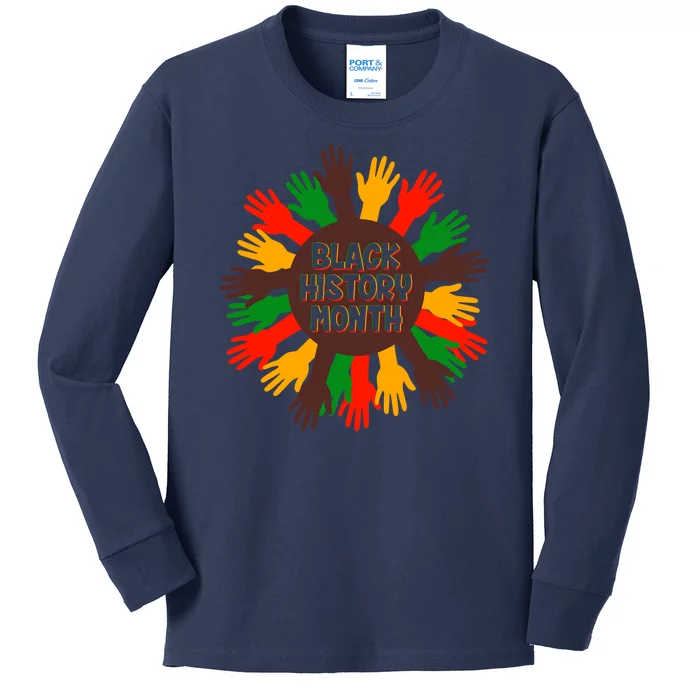 Black History Month Hands Raised Kids Long Sleeve Shirt