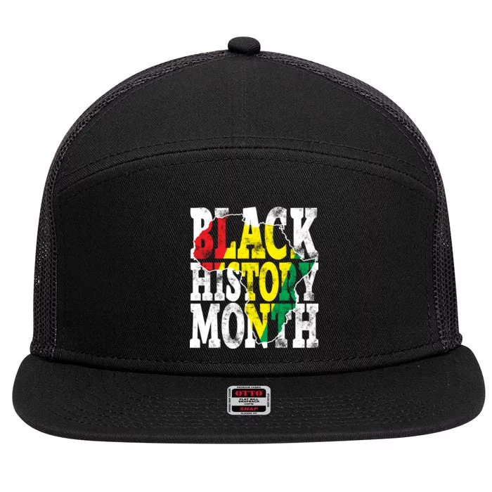 Black History Month Map Of Africa 7 Panel Mesh Trucker Snapback Hat