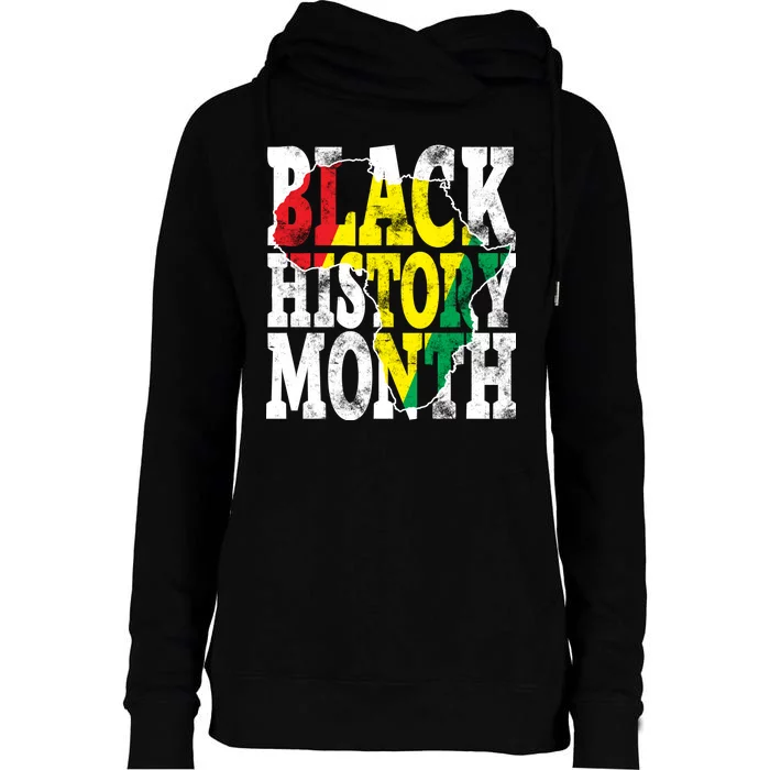 Black History Month Map Of Africa Womens Funnel Neck Pullover Hood