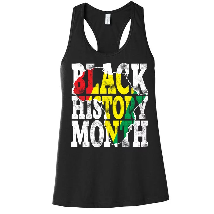 Black History Month Map Of Africa Women's Racerback Tank