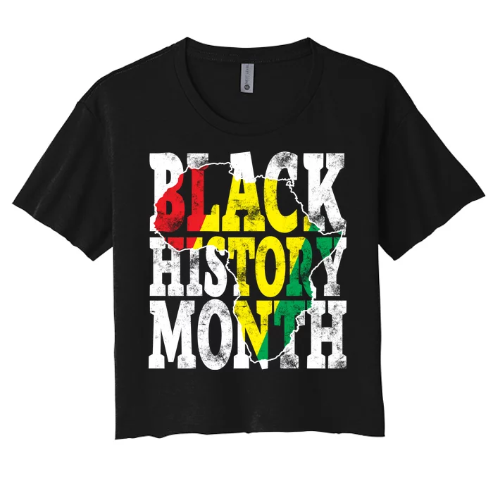 Black History Month Map Of Africa Women's Crop Top Tee