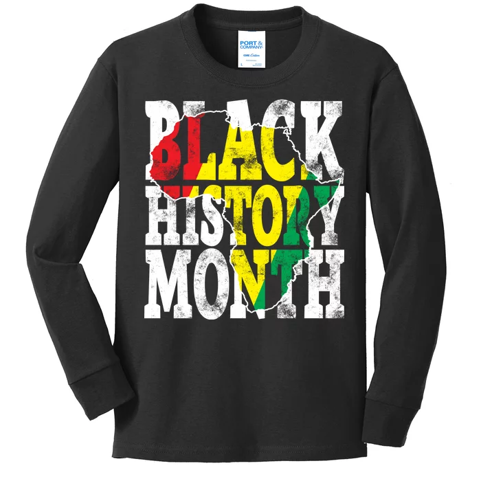 Black History Month Map Of Africa Kids Long Sleeve Shirt