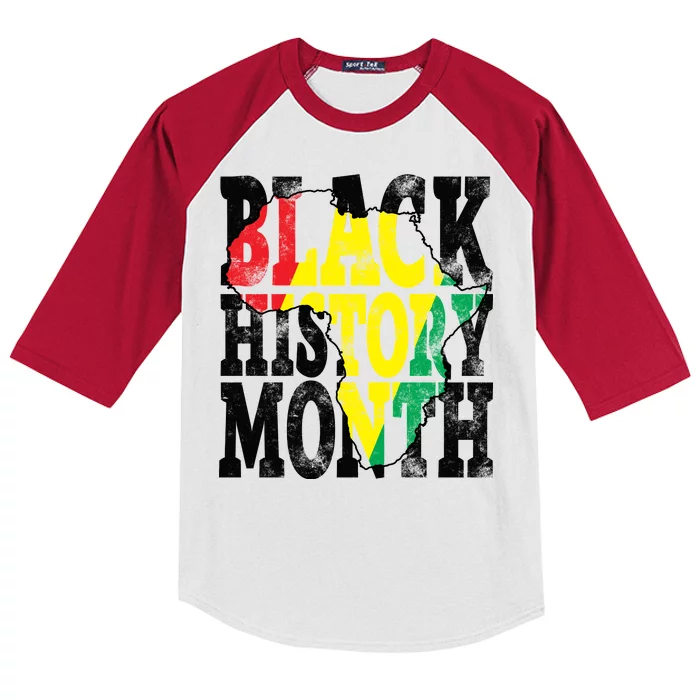 Black History Month Map Of Africa Kids Colorblock Raglan Jersey