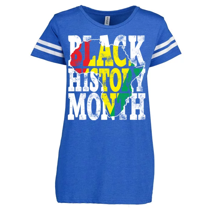 Black History Month Map Of Africa Enza Ladies Jersey Football T-Shirt