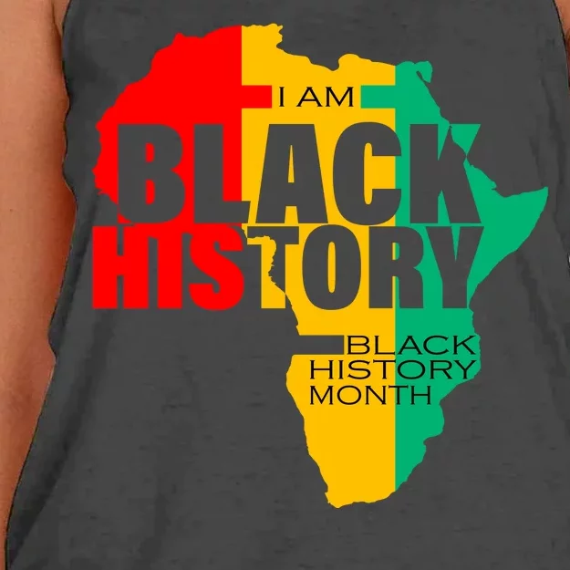 Black History Month Map Of Africa BHM Women's Knotted Racerback Tank