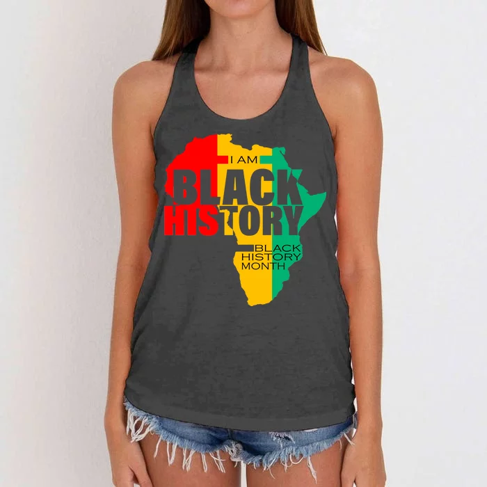 Black History Month Map Of Africa BHM Women's Knotted Racerback Tank