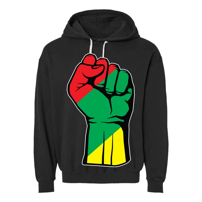 Black History Oppression Fist Garment-Dyed Fleece Hoodie