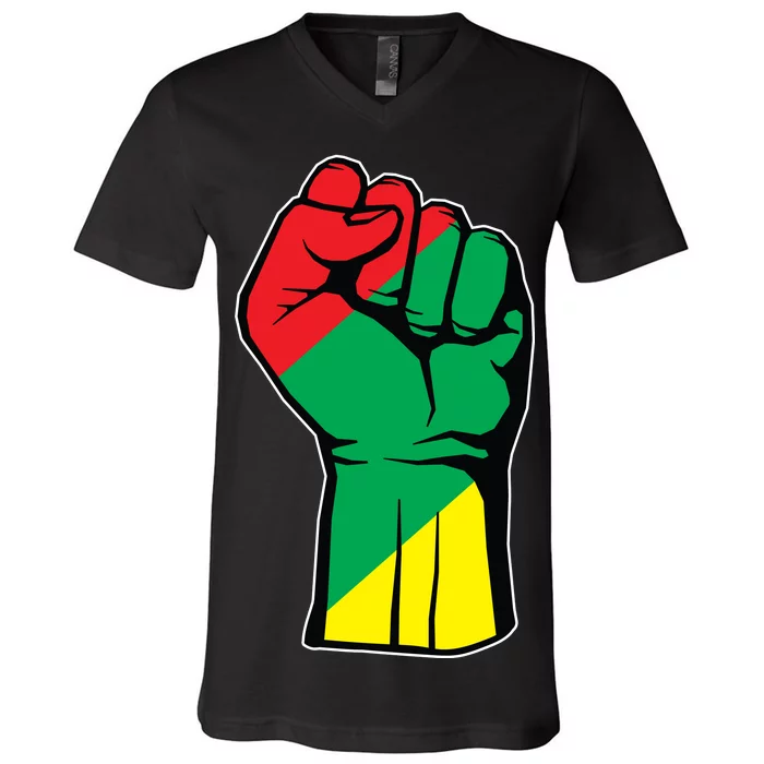 Black History Oppression Fist V-Neck T-Shirt