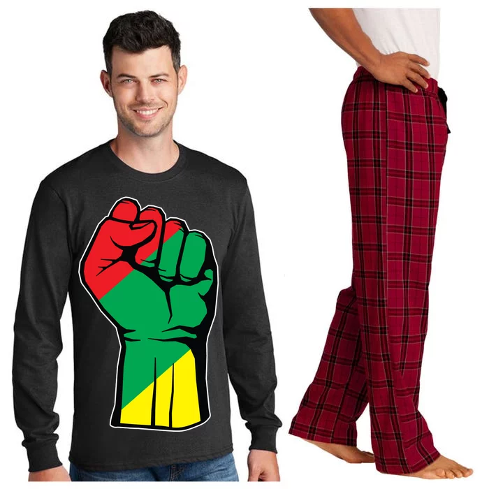 Black History Oppression Fist Long Sleeve Pajama Set