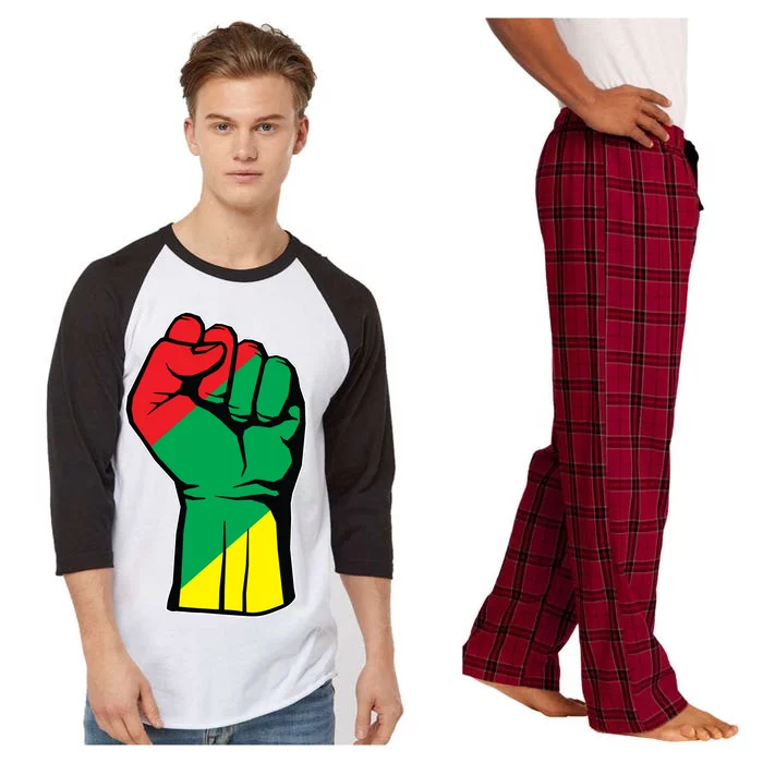 Black History Oppression Fist Raglan Sleeve Pajama Set