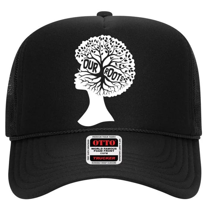 Black History Our Roots Woman Profile High Crown Mesh Trucker Hat