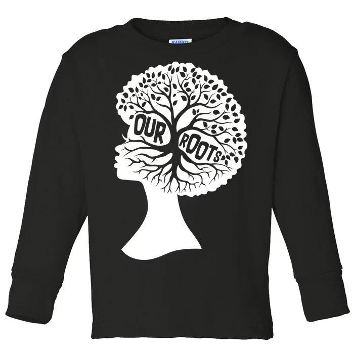 Black History Our Roots Woman Profile Toddler Long Sleeve Shirt