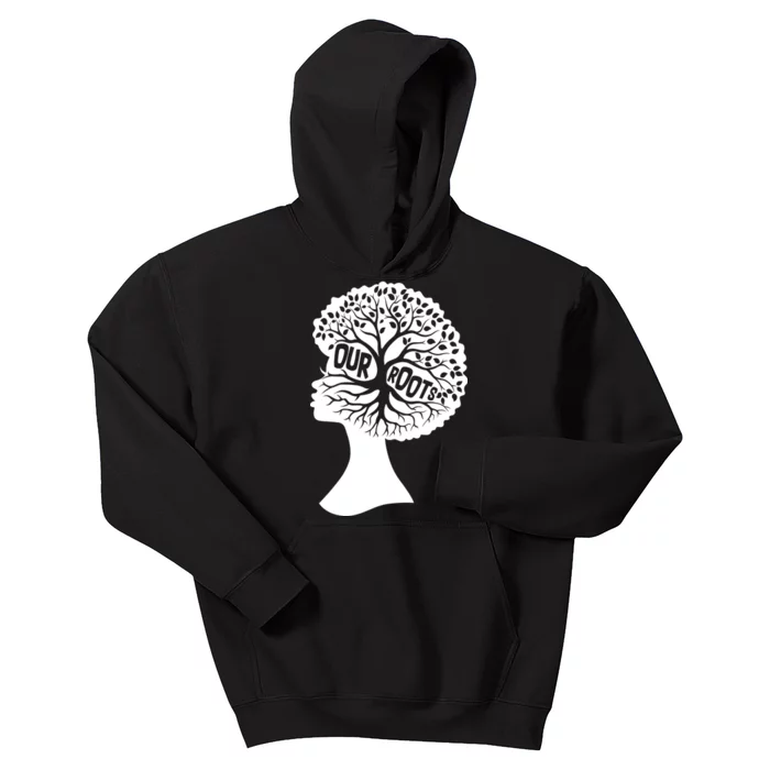 Black History Our Roots Woman Profile Kids Hoodie