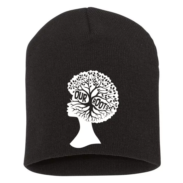 Black History Our Roots Woman Profile Short Acrylic Beanie