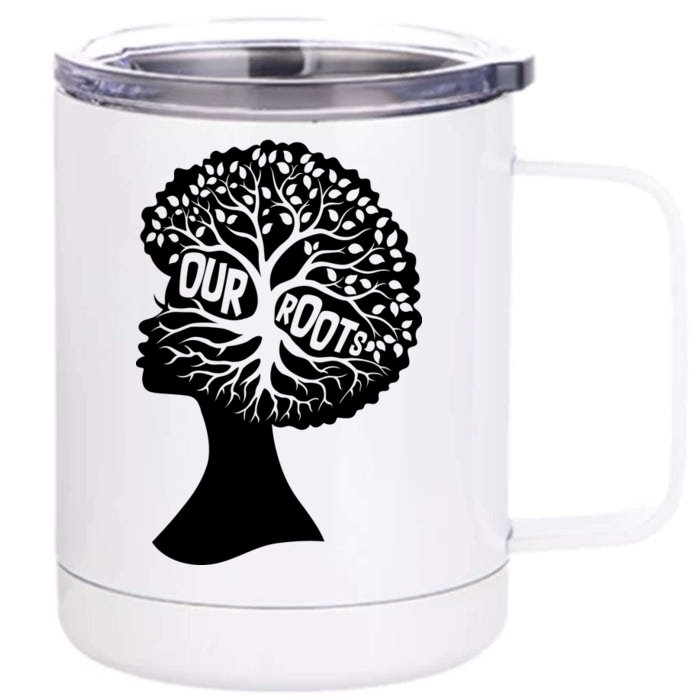 Black History Our Roots Woman Profile Front & Back 12oz Stainless Steel Tumbler Cup