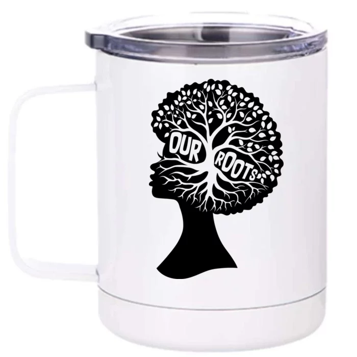 Black History Our Roots Woman Profile Front & Back 12oz Stainless Steel Tumbler Cup