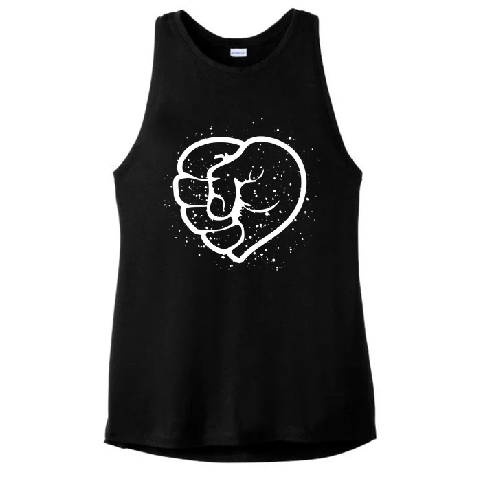 Black History Protest Fist Heart Ladies Tri-Blend Wicking Tank