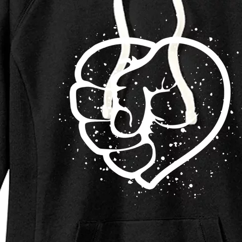 Black History Protest Fist Heart Women's Fleece Hoodie