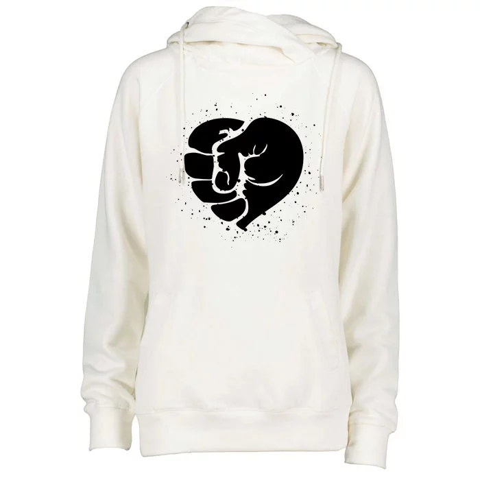 Black History Protest Fist Heart Womens Funnel Neck Pullover Hood