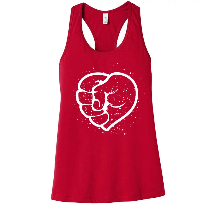 Black History Protest Fist Heart Women's Racerback Tank