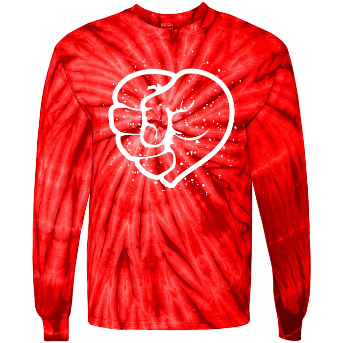 Black History Protest Fist Heart Tie-Dye Long Sleeve Shirt