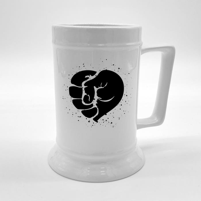 Black History Protest Fist Heart Front & Back Beer Stein