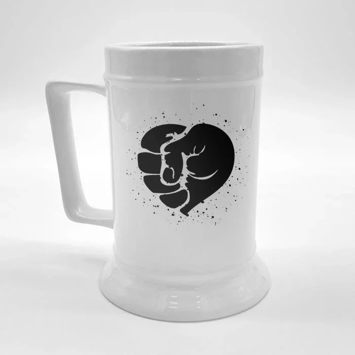 Black History Protest Fist Heart Front & Back Beer Stein