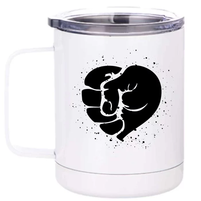 Black History Protest Fist Heart Front & Back 12oz Stainless Steel Tumbler Cup