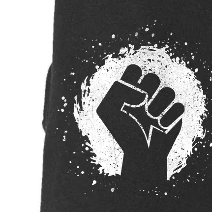 Black History Protest Fist Paint Splatter Doggie 3-End Fleece Hoodie