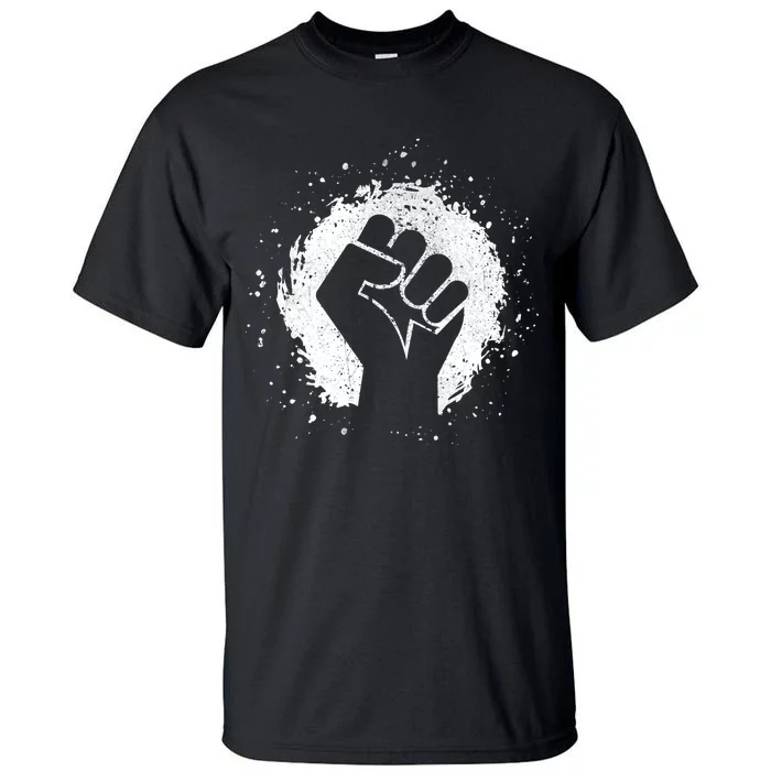 Black History Protest Fist Paint Splatter Tall T-Shirt