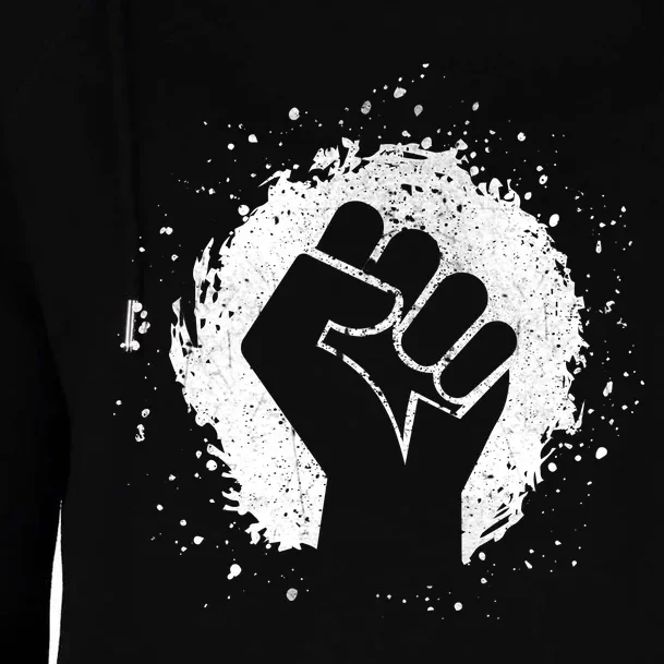 Black History Protest Fist Paint Splatter Womens Funnel Neck Pullover Hood