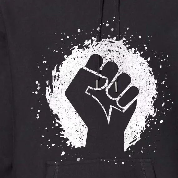 Black History Protest Fist Paint Splatter Premium Hoodie