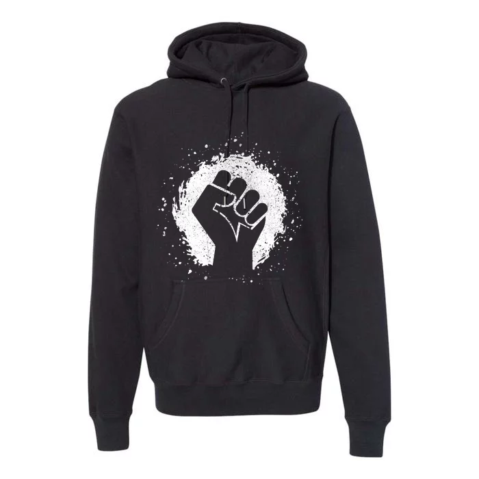 Black History Protest Fist Paint Splatter Premium Hoodie