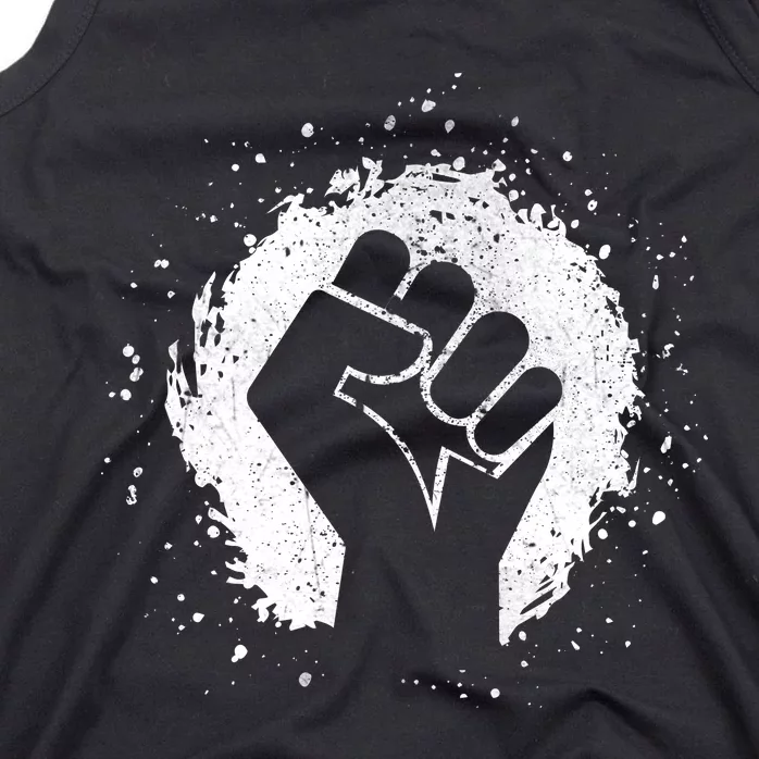 Black History Protest Fist Paint Splatter Tank Top